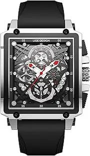 [LIGE] Mens Wrist Watches 30M Waterproof Analog Quartz Mutifuntional Chronograph Watch for Men Fashion Sports Watch with Silicone Strap Sliver Black