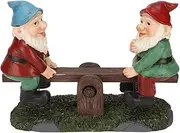 Outdoor Funny Teeterboard Garden Gnomes Decoration Statue, Home Garden Waterproof Ornament, A Pair of Gnomes Decoration Statue for Car Home Office Decoration