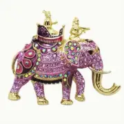 Lavender Elephant Brooch Iridescent Crystal Gold Tone