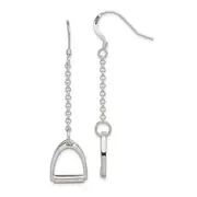 Sterling Silver Polished Horse Stirrup Dangle Earrings