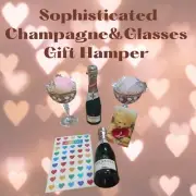 Ladies Gift Pack. Champagne, glass, Teddy Bear, Bath bombs /steamers, Rose Soaps