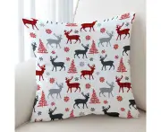 Christmas Tree Deer and Snow Pattern Cushion