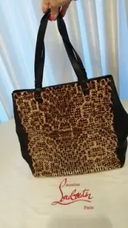 Christian Louboutin Panettone Shop Bag Leather/ brass black/leopard New W/Tags