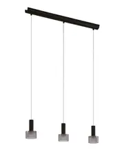 Pharos 3 Light LED Pendant in Black with Smoke Glass