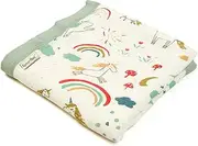 Muslin Soft Swaddle Blankets, Muslin Quilt Baby Blanket for Boy Girl Toddler Daycare, Kids Swaddle Wrap, Practical Size 43X45inchs (Rainbow Unicorn)