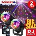 2XUSB Disco Lights Party DJ LED RGB Stage Lamp Strobe Crystal Magic Ball Remote