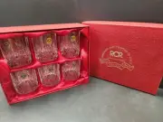 6 RCR Royal Crystal Rock Whiskey Tumblers 24%PbO