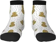 [EdWal] Gold Glitter Pineapples Fruit print Men's Moisture Control Crew Socks Socks For Men and Women Gifts For Golf, Hunting, Camping