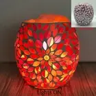 Pink Flower Glass Mosaic Vase Bowl Himalayan Crystal Salt Lamp Natural Rock
