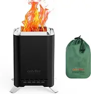 Onlyfire 2-in-1 Smokeless Fire Pit with Pot Bracket & Carry Bag, 6.5” Portable Tabletop Fireplace, Wood Burning Mini Firepit for Outdoor Camping Tailgating Patio Backyard, Black FP052