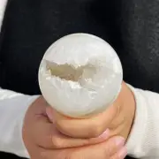 0.72LB Natural Agate Quartz Ball Geode Crystal Sphere Energy Healing TQS4708