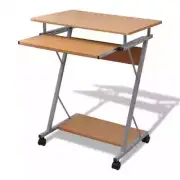 NNEVL Compact Computer Desk with Pull-out Keyboard Tray Brown