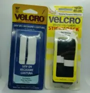 VELCRO Brand Hook & Loop Sew on & Sticky Back Fabric Tape 30"White, 18"Black