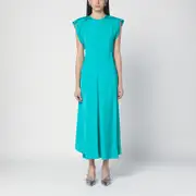 [Victoria Beckham] Peacock colour midi dress with hooded sleeves 10 UK Light blue