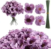 60PCS Red Poppy Artificial Flowers Poppy Flower Heads Faux Red Corn Poppies Flowers with Flower Branch Poppies for Christmas Holiday Remembrance Day Memorial Day Decoration Purple