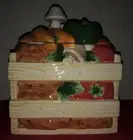 Vegetable Crate Ceramic Cookie Jar Vintage 1996 New In Box Treasure Craft