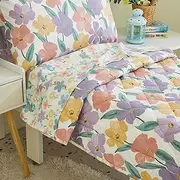 Brandream Flora Toddler Bedding Set for Girls Bed in A Bag Garden Cotton Comforter Sheet Set, Purple 4 Pieces