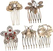 minkissy Hair Side Comb French Hair Styling Comb Clips Women Clip Alloy Pearl Design