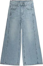[Kidscool Space] Girls Flare Jeans,Little Girl Bell Bottom Summer Denim Pants,Light Blue,4-5 Years