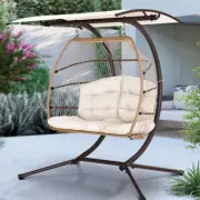 Outdoor Hanging Egg Chair Hammock Garden Swing Seat With Durable Anti Rust Frame