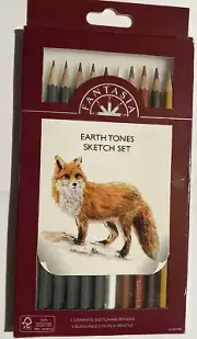 EARTH TONES Sketch Set Colored Pencil Set 5 Graphite 5 Colored FANTASIA New