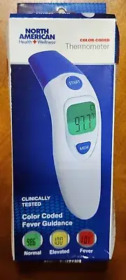 North American Health+Wellness Color Coded Thermometer, White