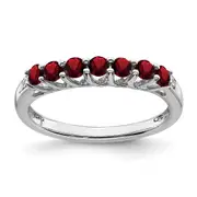 Solid 14k White Gold Simulated Garnet and CZ 7-stone Ring