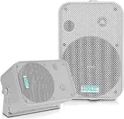 Pyle, Home Dual Waterproof Outdoor Speaker System, 6.5 Inch Pair of Weatherproof Wall/Ceiling Mounted Speakers, Heavy Duty Grill, Universal Mount, Great for Indoors, Outdoors, Poolside, Patio,(White)