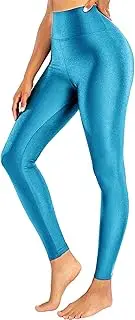 [Sghenr] Women's High Waisted Yoga Pants Tummy Control Shiny Sports Tights Workout Leggings