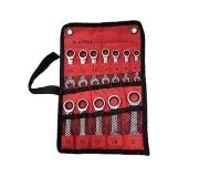 Expert Cr-V Chrome Stubby Ratchet Combination Ring Open Spanner 8-19mm 12pc Set