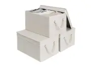 Storage Bins with Lid and Soft Rope Handles, Foldable Storage Basket, Mixing ...