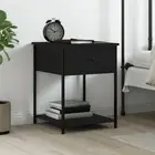 Black Bedside Table 44x45x58 cm Engineered Wood Nightstand Modern Design