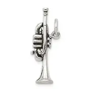Sterling Silver Antiqued Trumpet Charm