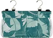 Amooorous Bedside Storage Caddy For Dorm Desk Hanging Organizer Bag for Headboards/Bunk Bed Green Tropical Leaf