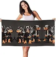VPPUR Three Dachshunds Print Poolside Relaxation Beach Towel Lightweight Quick Dry for Summer Vacations Towel