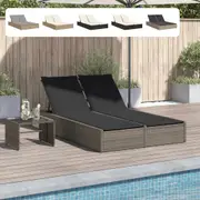 Double Sun Lounger with Cushions Chaise Lounge Garden Daybed Poly Rattan vidaXL