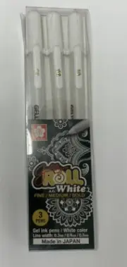 Sakura Gelly Roll Classic Opaque White Gel Ink Pen-Fine,Medium,Bold - 3 Pens-New
