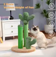 Cactus Cat Scratching Post with 3 Poles & Dangling Ball Interactive Toy