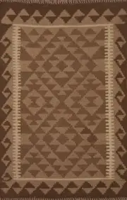 Reversible 3x4 Kilim Tribal Geometric Rug Hand-woven Wool Pakistani Carpet
