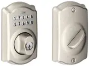 Schlage BE365-CAM Nickel Camelot Electronic Keypad Single Cylinder Deadbolt