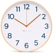 Clocksicle Silent Wood Wall Clock, Mustard Navy, 40cm
