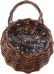 Woven Hanging Basket Wicker Rattan Vine Planter Pot Wall Flower Storage Container for Garden Wedding Decorations (Dark Brown) Wicker Hanging Storage Wicker Haning Basket Rattan Flower Basket Hanging V
