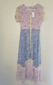 Evie Dress Womens Small Patchwork Milkmaid Peasants Romantic Cottagecore Boho