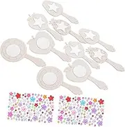 PLAFOPE 10 Sets Wooden Handheld Mirror Vintage Hand Mirror Art Painting Party Mirror Craft Painting Party Favors for Handmade Mini Wooden Mirror to Drill