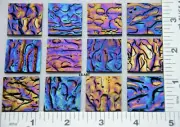 0100.71- 12 PIECES IRIDIZED BLACK GRANITE TEXTURE 1"x 1" BULLSEYE GLASS 90 COE