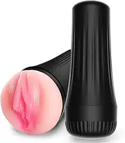 Manual Male Masturbator Adult Toys - TPE Pocket Pussy Sex Toys for Men,Realistic Male Masturbators with Textured Vagina and Clitoris for Male Sex Toys Penis Training (A)