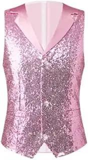 [HEYDHSDC] Men Sequin Suit Vest Slim Fit Singer Stage Performance Dress Waistcoat Four Seasons A L