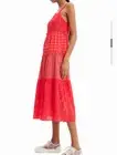 Desigual NWT Women XL Dress Patchwork Strappy Long Midi Tiered Pink Orange