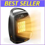 Portable 1500W Ceramic Space Heater with Adjustable Thermostat & Timer - Black