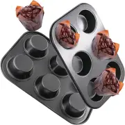2 Packs round Muffin Baking Pan, Premium Steel Muffin Pan for Baking, Cupcake Ti